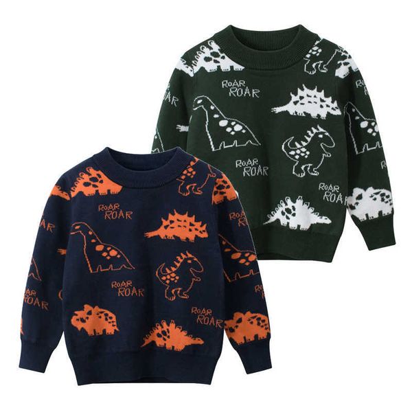 

dinosaur winter boys sweaters cotton quality toddler knitwear children pullover fall clothes for kids y1024, Blue