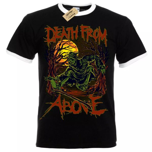 

death from above camiseta grim reaper skater muerte hombre ringer, White;black