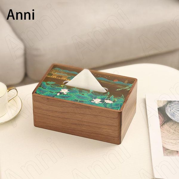 

tissue boxes & napkins creative painted solid wood japanese modern oil painting decorative paper towel organization living room decoration