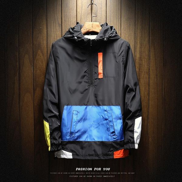 

men's jackets 2021 windbreaker jacket men autumn outdoor hooded large size zipper brand clothing, Black;brown
