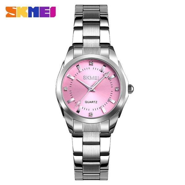 

wristwatches skmei fashion ladies watch quartz rhinestone inlaid creative model vibrato female waterproof watch1620, Slivery;brown