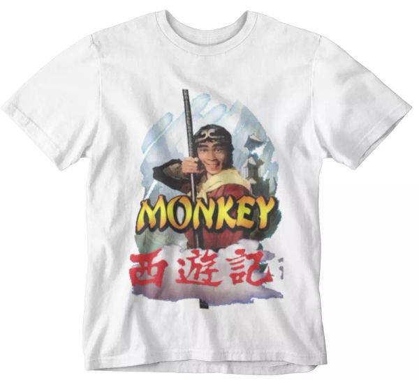 

monkey t-shirt magic tv classic japanese tales 70s 80s sandy pig princess retro, White;black