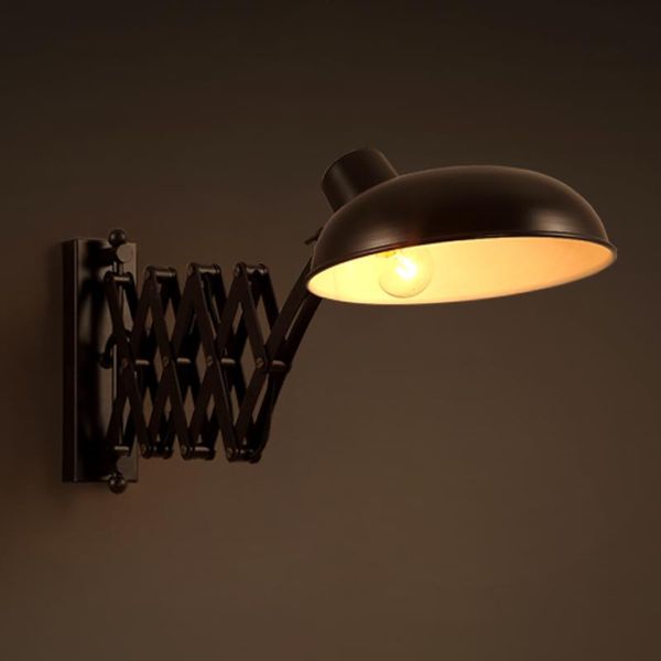 

wall lamp retractable sconce black iron vintage arm light led angle can be adjusted