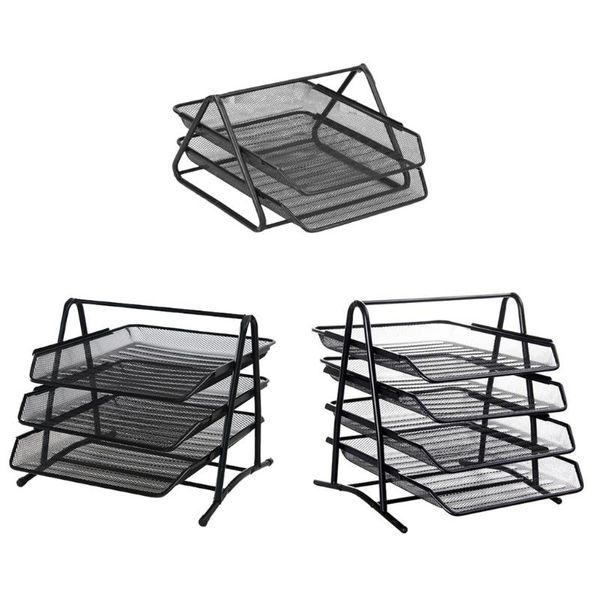 

hooks & rails 2/3/4 tier metal mesh document rack file letter book tray shelf carrier storage holder home office desk organizer n2uc