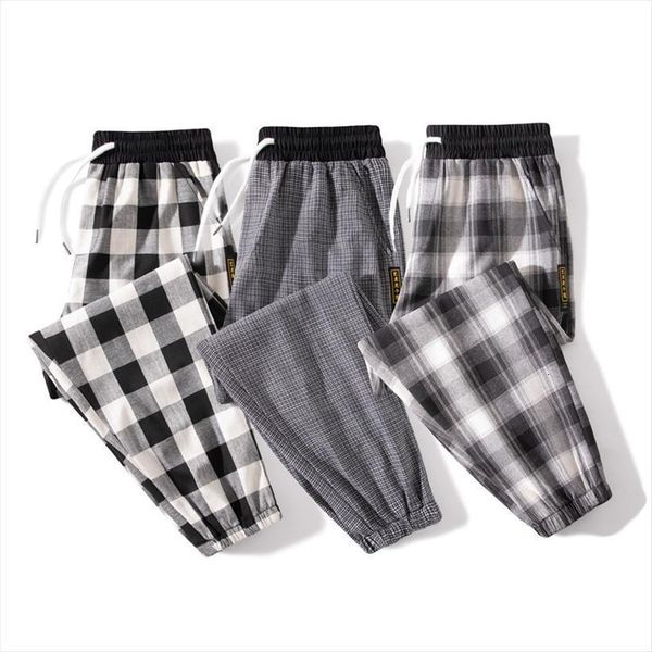 

stripe plaid harem casual women pants male summer harajuku loose drawstring wild pant man hip hop jogger trousers, Black