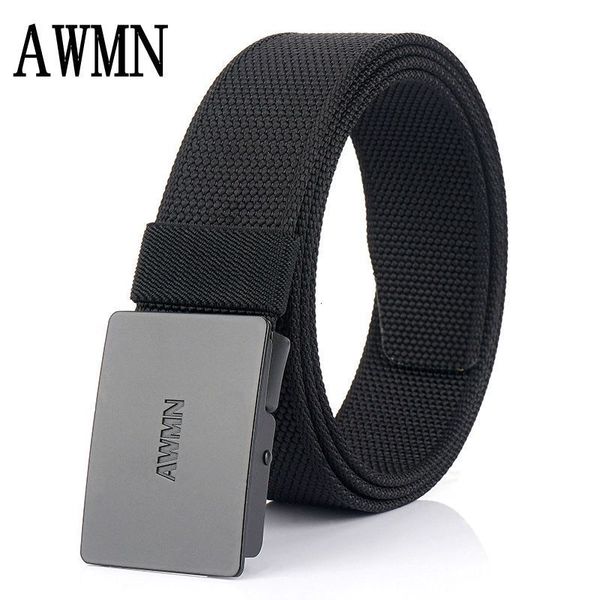 

durable fashion the felt 2021 awmn men's nylon canvas belt versatile tooling jeans casual buckle, Black;brown