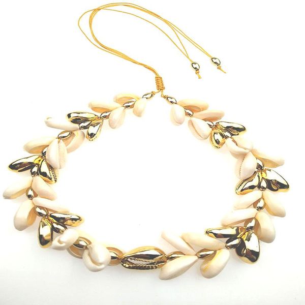 

fashion casual daily 3 layer necklace gold color coconut tree shaped cowrie shell pendant jewelry for women chokers, Golden;silver