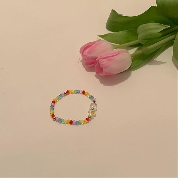 

bangle vc-59 ins style girlfriend temperament crystal love flower bracelet small fresh female gift, Black