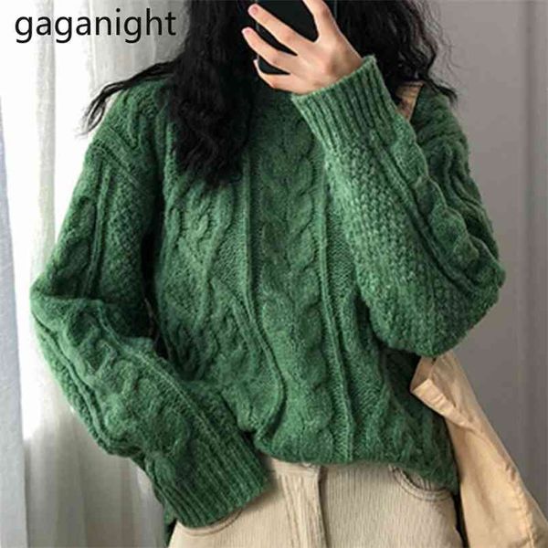 

autumn winter vintage sweater office lady chic long sleeve warm pullover korean candy color loose knit pull femme 210601, White