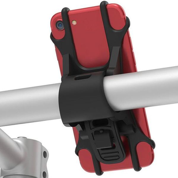 

thicken bike phone holder siliconeadjustable pull button anti- mount band gps clip universal cell mounts & holders