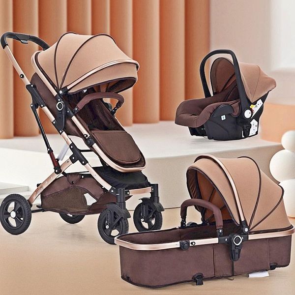 

strollers# luxury three-in-one high landscape sleeping basket baby stroller lightweight folding absorber two-way