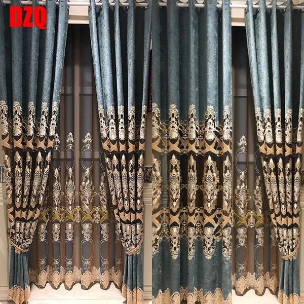 

curtain & drapes high-grade flannel embroidered curtains for living room european luxury fabric shading window bedroom