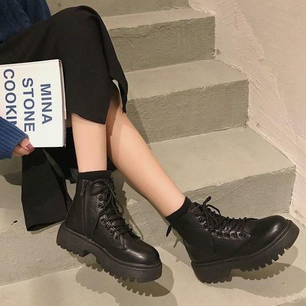 

boots shoes for women women's soled high zapatillas mujer chaussure femme, Black