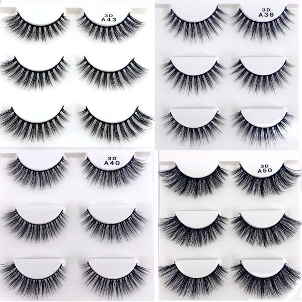 

3d mink eyelashes hand made makeup false eyelash natural long extension 1 box 3 pairs eyelashes1