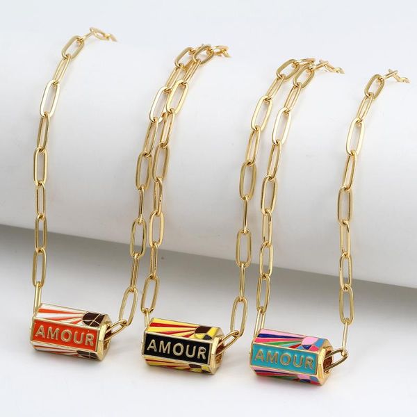 

pendant necklaces wish card 2021 enamel copper necklace for women fashion party jewelry thick gold chain women's choker one piece, Silver
