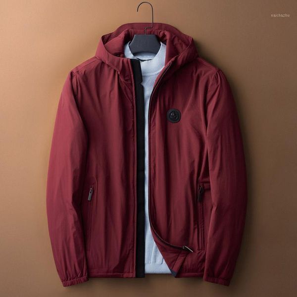 

men's jackets autumn and winter thickened cotton clothes youth fashion leisure wine red coat hooded, Black;brown