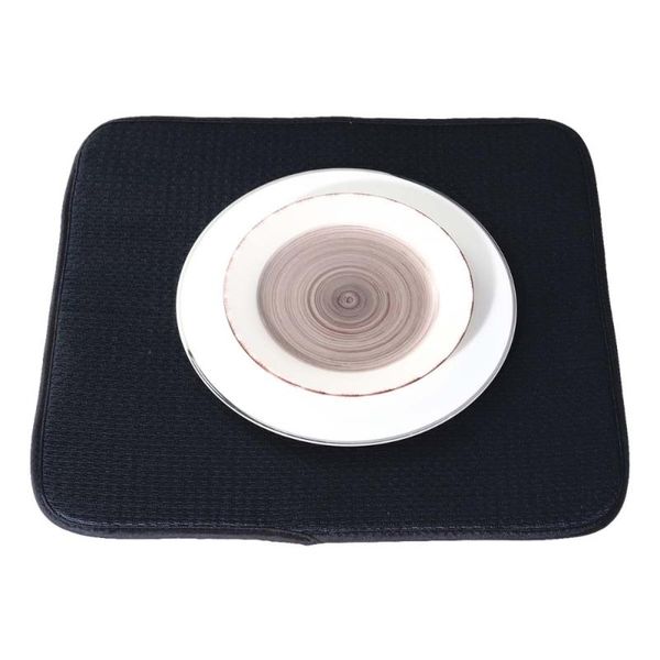 

mats & pads dish tableware drying mat multipurpose heat resistant absorbent table rectangular cup (black)
