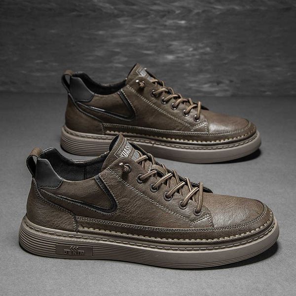 

autumn and winter men's sho 2021 soft sole leather casual middle board black martin boots fashion