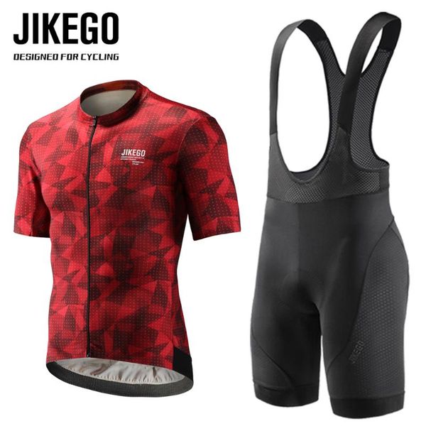 

racing sets jikego men summer cycling jersey breathable bike maillot and gel pad bib shorts clothing, Black;blue