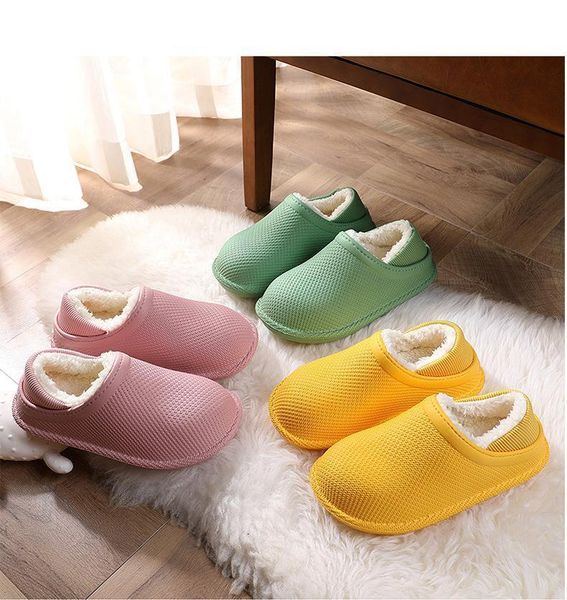 

slippers women winter waterproof warm plush home cotton shoes female non-slip casual indoor bedroom flats women's footwear, Black