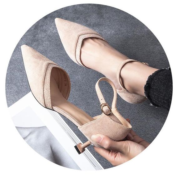 

arrival good quality wedding shoes high heels shallow office pointed toe dress, Black