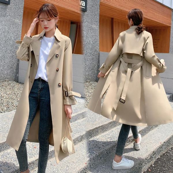 

women's trench coats film dust coat female han edition of autumn fund leisure comfortable with long over-the-knee in the lady's, Tan;black