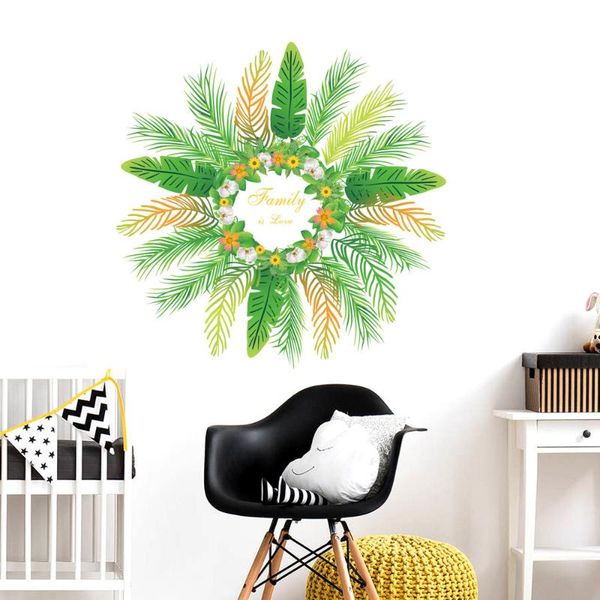 

wall stickers garland green plant sticker bedroom living room study background creative mural home decoration