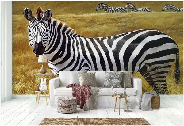 

wallpapers wallpaper po 3 d custom mural on the wall hand drawn african savannah zebra living room decor for walls in rolls