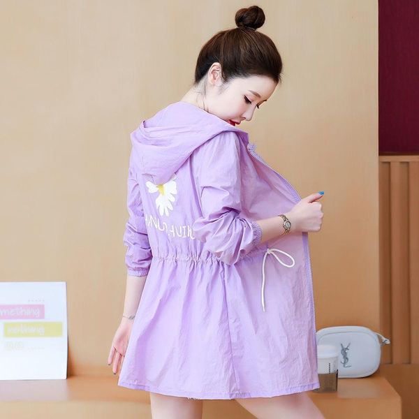 

women's trench coats summer sunscreen for women, Tan;black