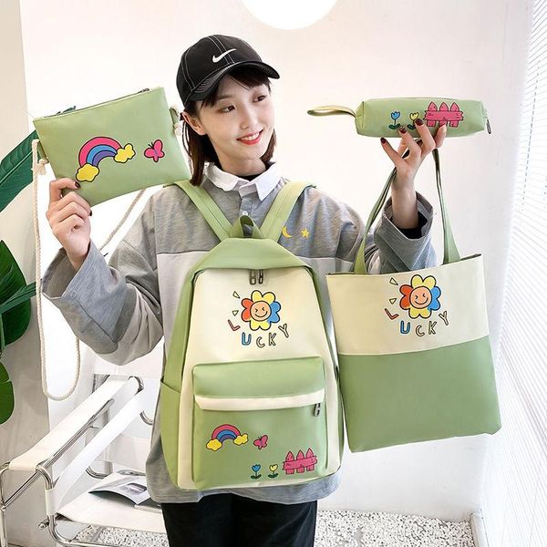 

school bags cartoon printing college student schoolbag kawaii women backpack for teenager girls book casual female rucksack