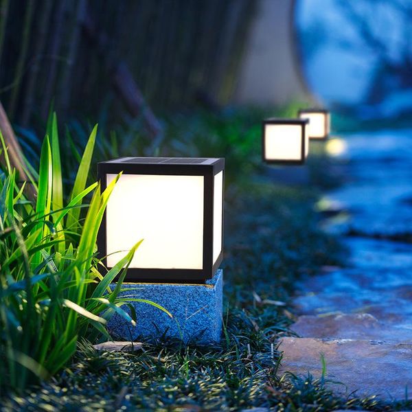 

solar lamps bsod chapiter lamp led gate headlights pillar wall door post lighting lawn square decoration cube ip65 outdoor garden