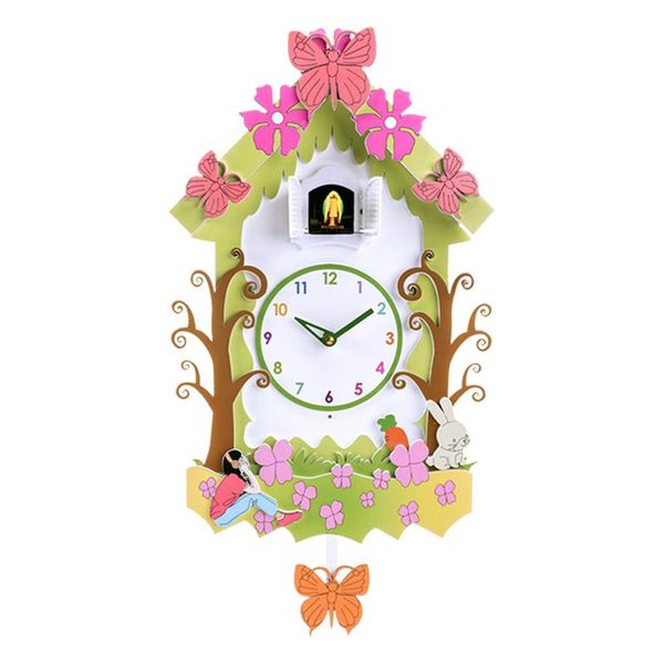 

wall clocks clock living room lightweight luxury solid wood creative rural swing cartoon children's bird 50wc060