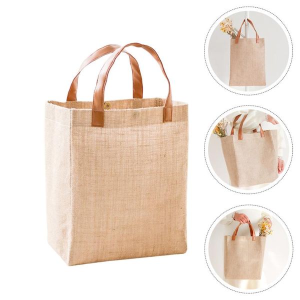

storage bags 1pc bag practical handbag jute fashion shopping shoulder (yellow)
