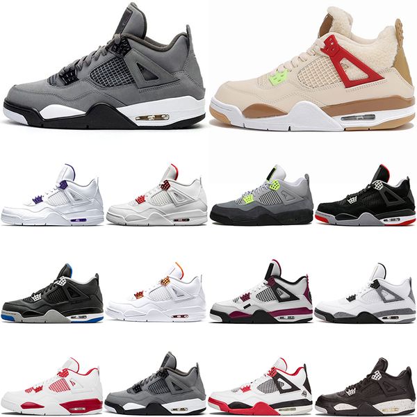 

2021 new basketball shoes 4 4s black cat pure money pine green oreo fire red cool grey white cement orange metallic bred neon trainers sneak