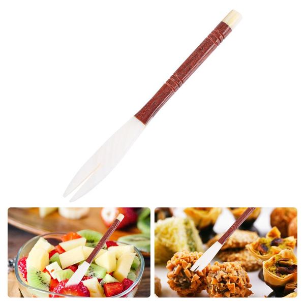 

forks 1pc shell wood handle fork dessert fruit household tableware