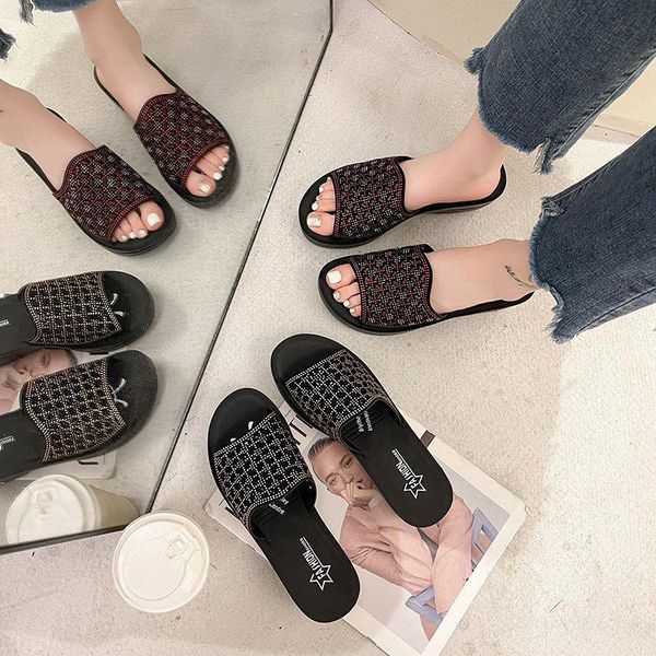

slippers women 's wedges slipper genuine leather high up in sandals female antiskid mother size 35--41 wtxg, Black