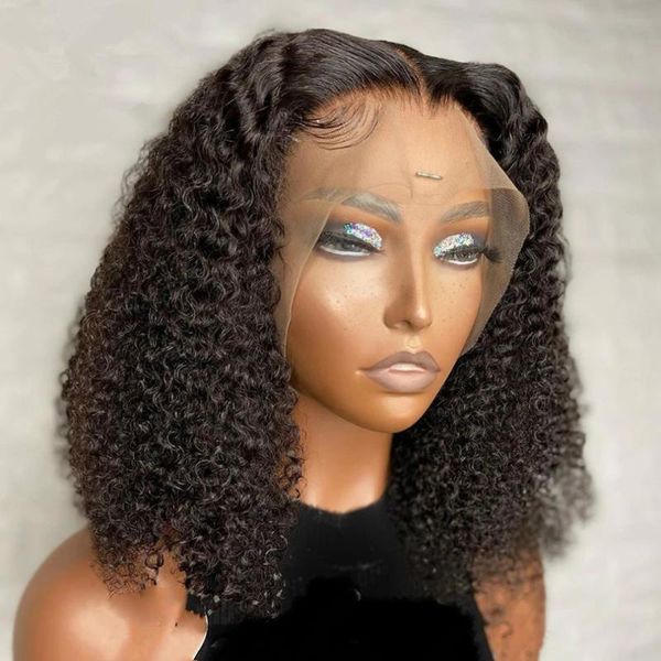 

lace wigs afro kinky curly wig human hair 250 density remy brazilian short 13x4 front with baby, Black;brown