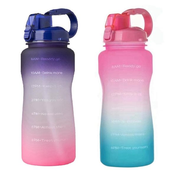 

water bottle 2pcs tritan gallon 3.8l with unique timeline measurements goal bpa sports portable gym jug, d & a