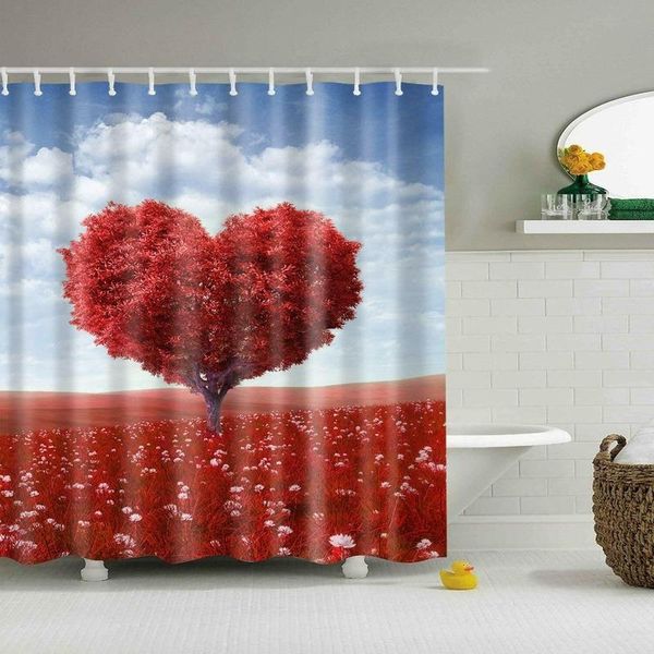 

shower curtains bathroom curtain heart shaped oak tree pattern bath polyester waterproof for