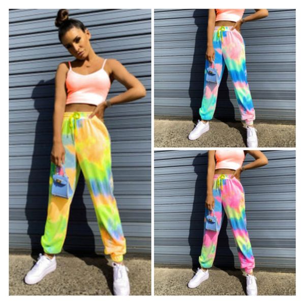 

pants trousers 2021 summer women's tie dye printed sports casual harem, Black;white