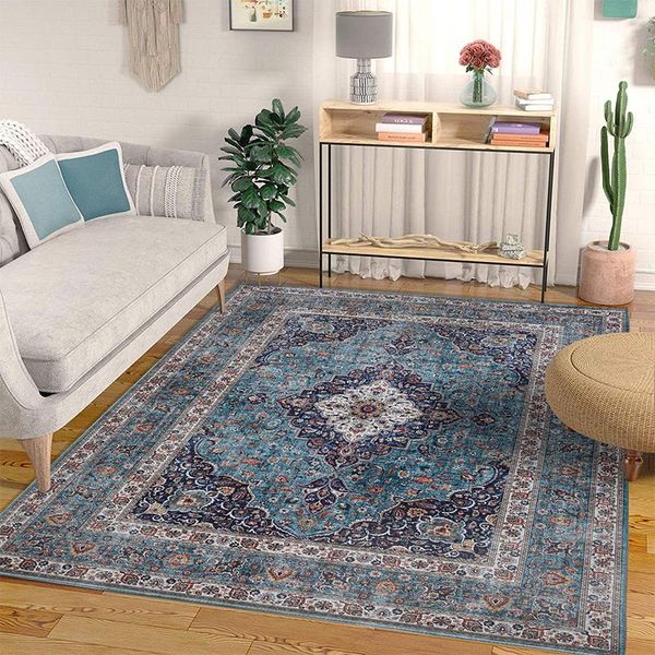 

carpets vintage bohemian carpet for living room blue chenille area rugs persian style rectangle bedroom soft non-slip study mat