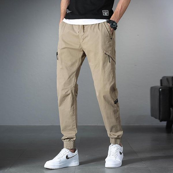 

men's pants casual cargo men zipper pockets army green military tactical pant mens elastic joggers trousers streetwear outdoor, Black