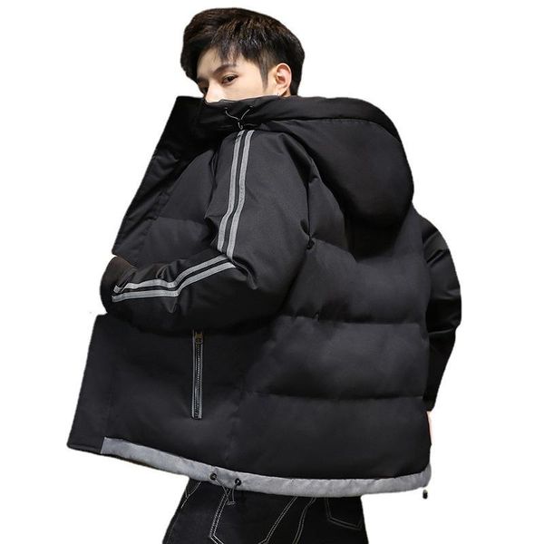

men's down & parkas 2021 autumn and winter men's warm thick solid color cotton clothing fashionable hooded zipper, Black