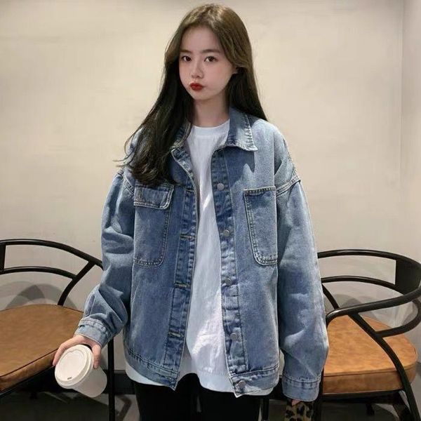 

women's jackets woman's autumn casual single-breasted lapel short denim jacket female korean fashion retro harajuku loose long-sle, Black;brown