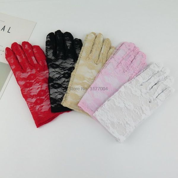 

100pair party dressy gloves lady lace mittens accessories sunscreen summer full finger girls fashion children's, White