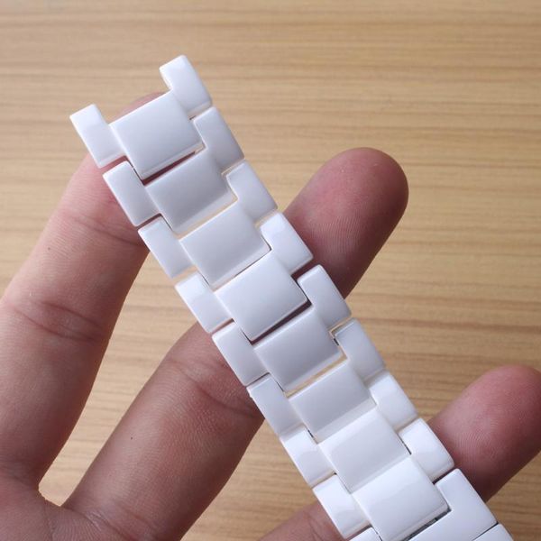 

watch bands straps band concave end 20mm*10mm for special watches mens womens wristband ceramic white polished watchbands replacement, Black;brown