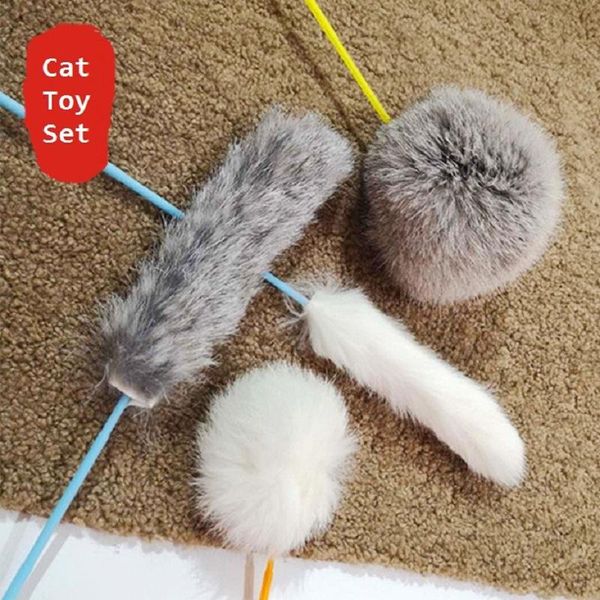 

cat toy feather fur tail interactive mini funny stick supplier toys