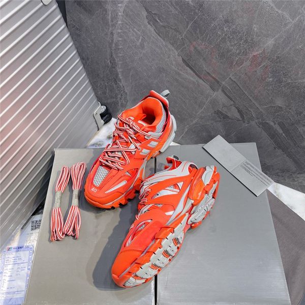 

7a designer luxury track glow casual shoes tess.s.gomma truck trainer sneaker lace up orange grey trainers shoe sneakers with box, Black