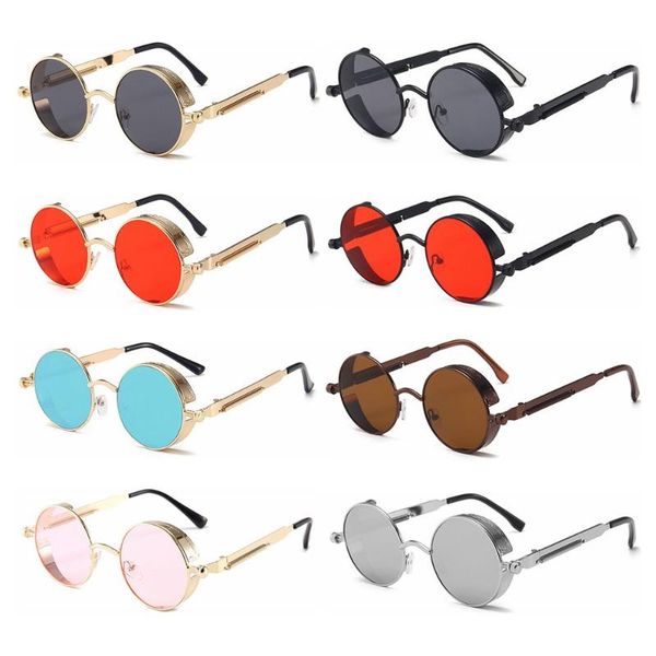 

sunglasses vintage metal frame retro round uv400 protection steampunk gothic sun glasses eyewear, White;black