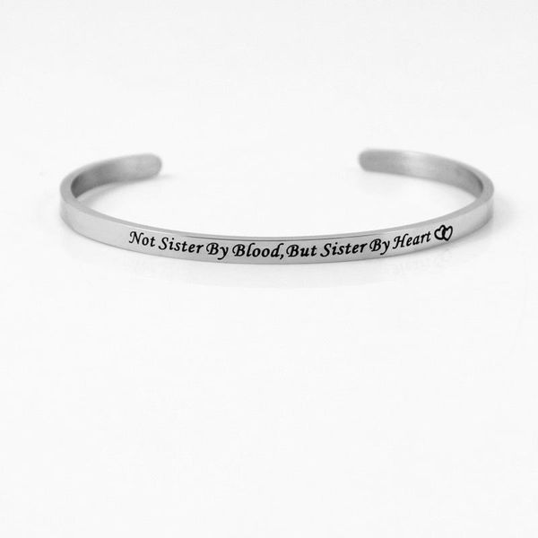 

friends bracelet not sister by blood but heart friendship jewelry for women girls bangle, Black